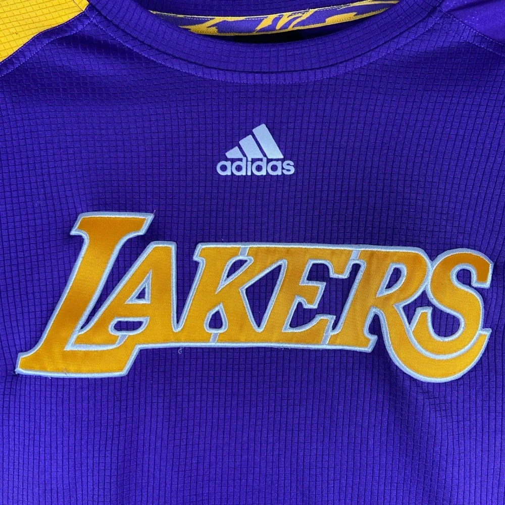 Adidas Los Angeles Lakers Warmup Shirt Mens L Purple Long Sleeve NBA‎ Basketball